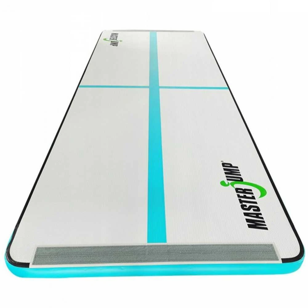 AirTrack pripučiamas gimnastikos kilimėlis MASTER S-Pro 400 x 150 x 10 cm pilkai žalsvai mėlynas