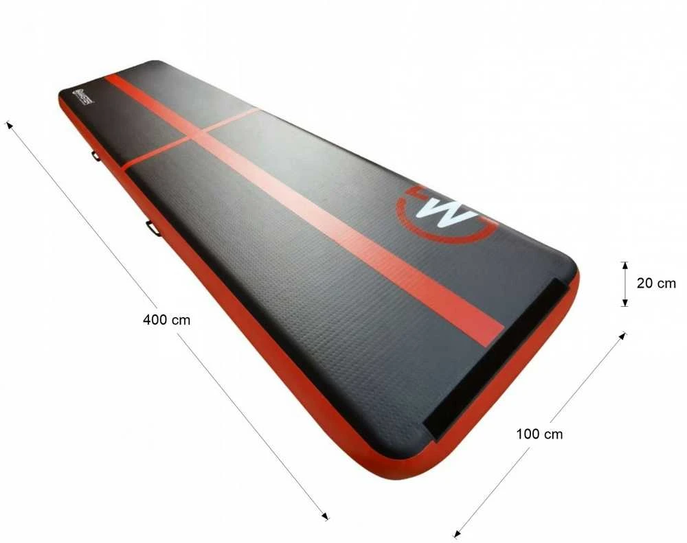 AirTrack pripučiamas gimnastikos kilimėlis MASTER 400 x 100 x 20 cm juodai raudonas