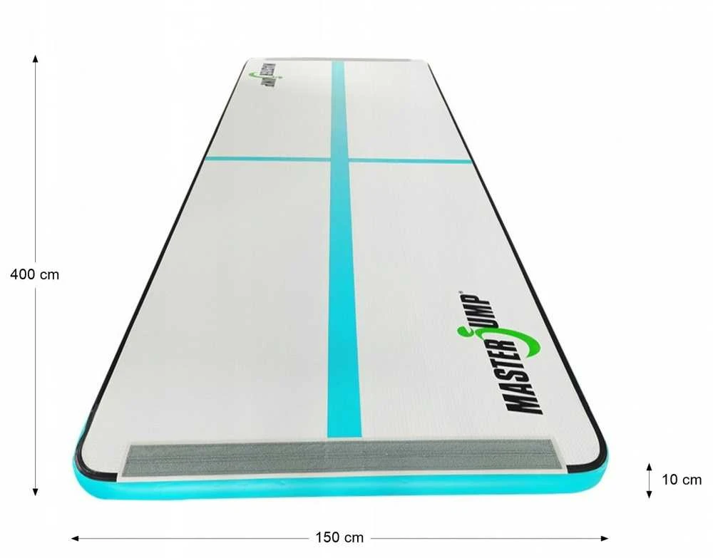 AirTrack pripučiamas gimnastikos kilimėlis MASTER S-Pro 400 x 150 x 10 cm pilkai žalsvai mėlynas