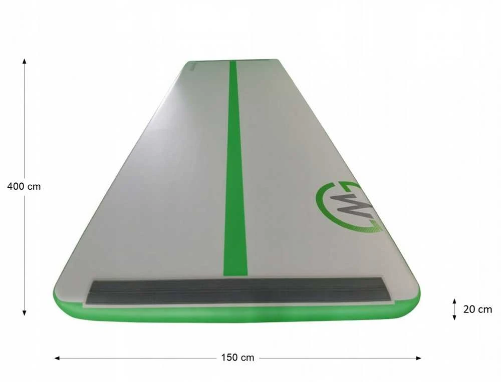 AirTrack pripučiamas gimnastikos kilimėlis MASTER 400 x 150 x 20 cm pilkai žalias