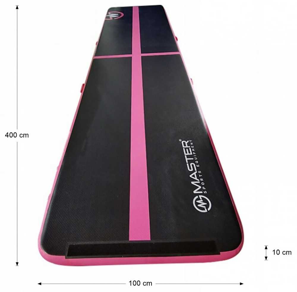 AirTrack pripučiamas gimnastikos kilimėlis MASTER 400 x 100 x 10 cm juodai rožinis