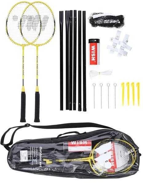 ALUMTEC 4466 GELTONAS BADMINTONO RINKINYS 2 Vnt. + langinės 3 Vnt.