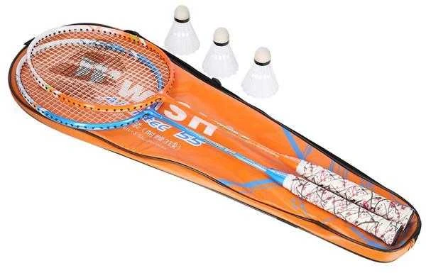 ALUMTEC 55K BADMINTON RAKETŲ RINKINYS MĖLYNAS + ORANŽINĖS + ŠAUVIKLĖS 3 Vnt.