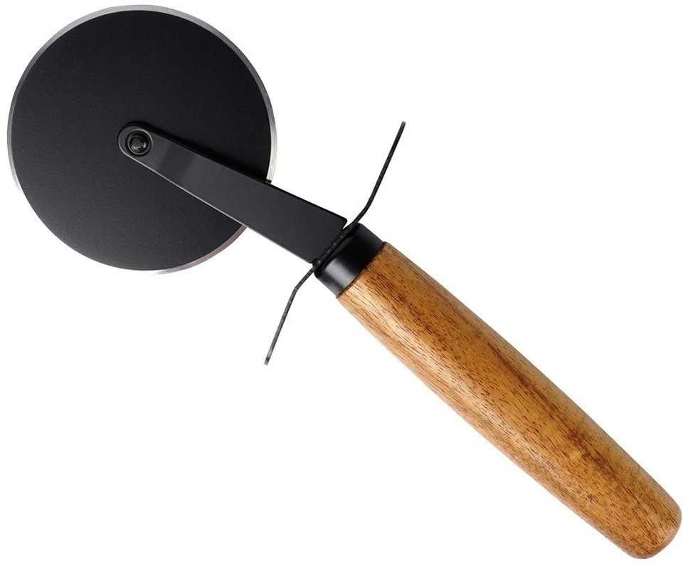 Apvali medinė picos lenta su peiliu 30 cm, 2 vnt.