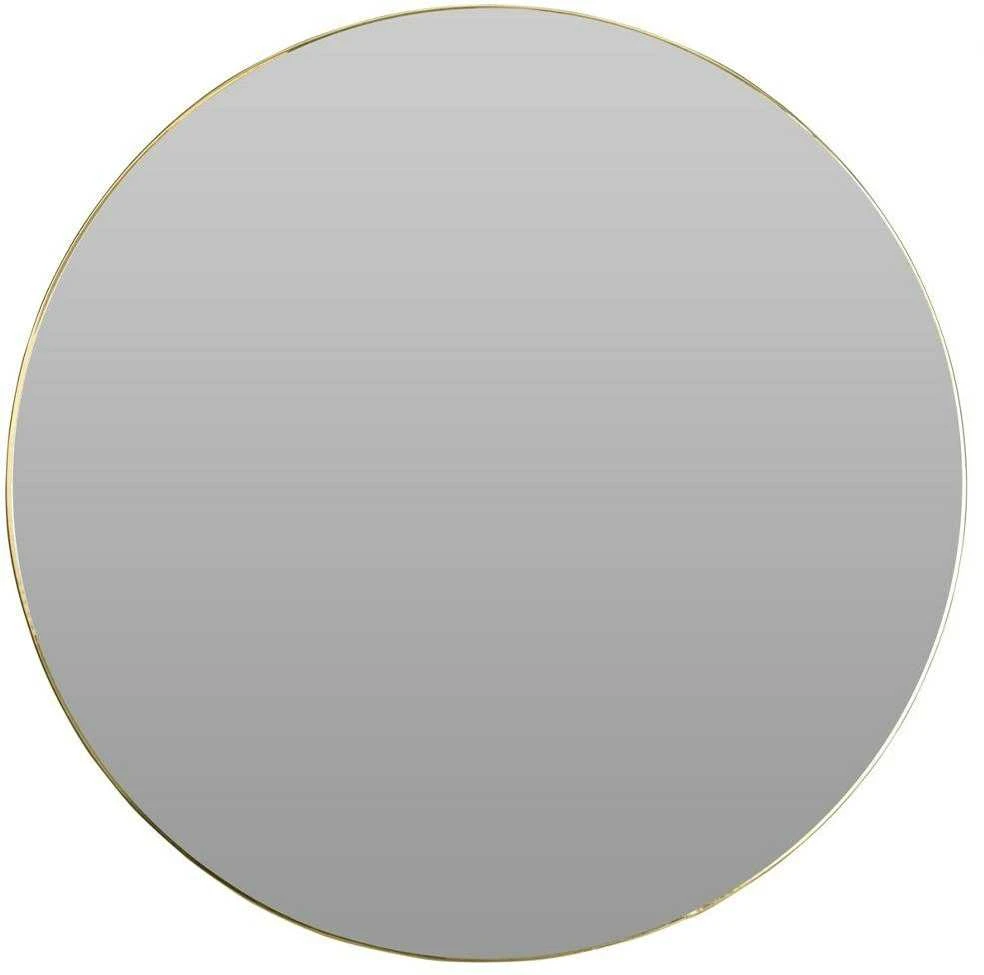 Apvalus sieninis veidrodis aukso metaliniame rėme, auksinis, 55 cm