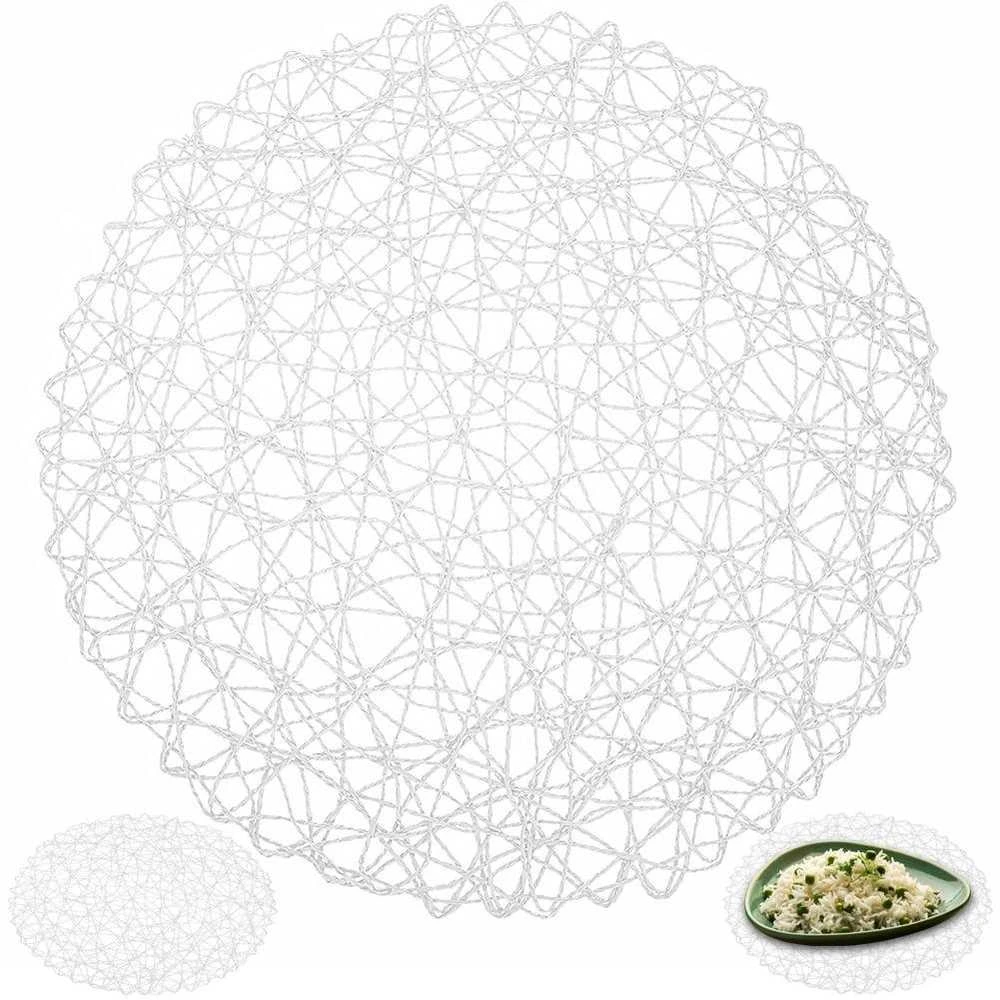 Apvalus stalo įrankių lėkštės kilimėlis / popierinis virtuvės kilimėlis baltas 35 cm