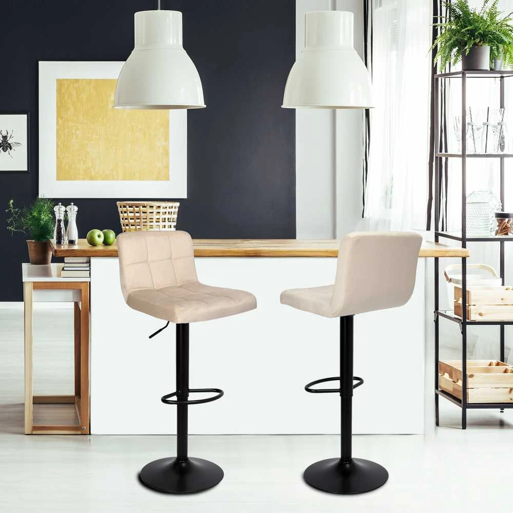 Arako Juodas beige Velvet baro kėdė