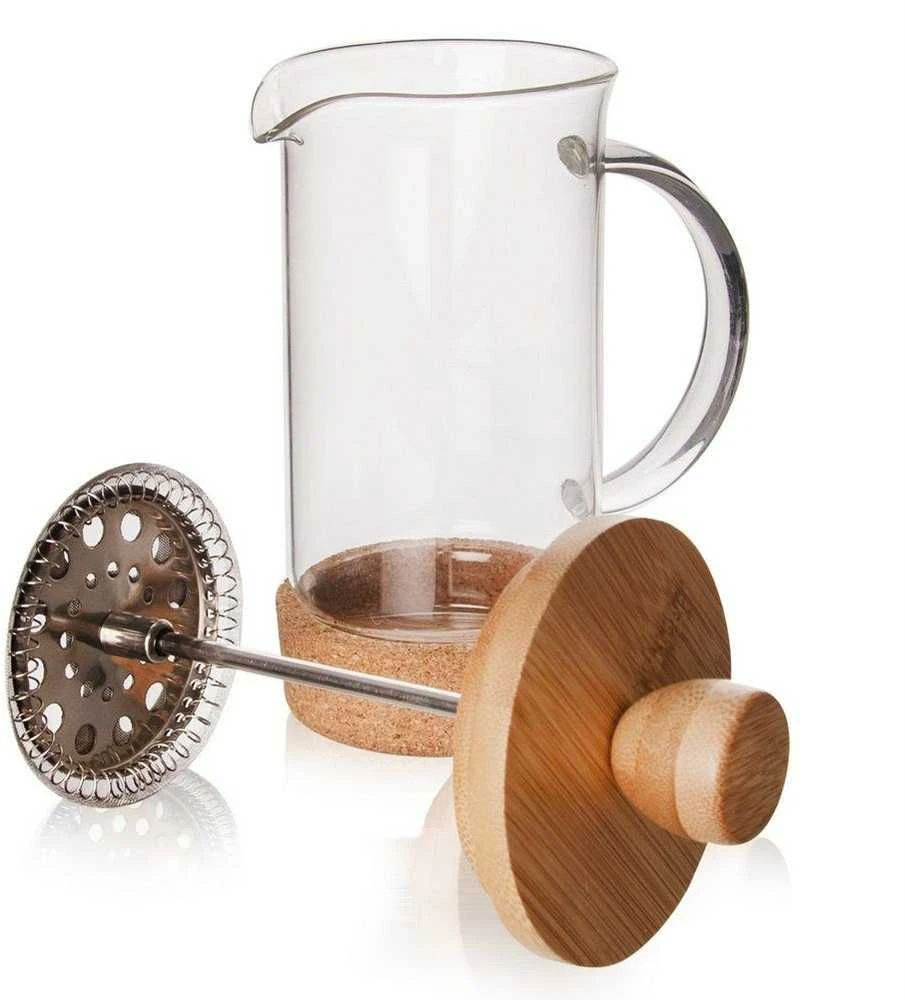 Arbatinukas infuzinis, stiklinis ąsotis su stūmokliu, kavai, arbatai, žolelėms, 0,4 l