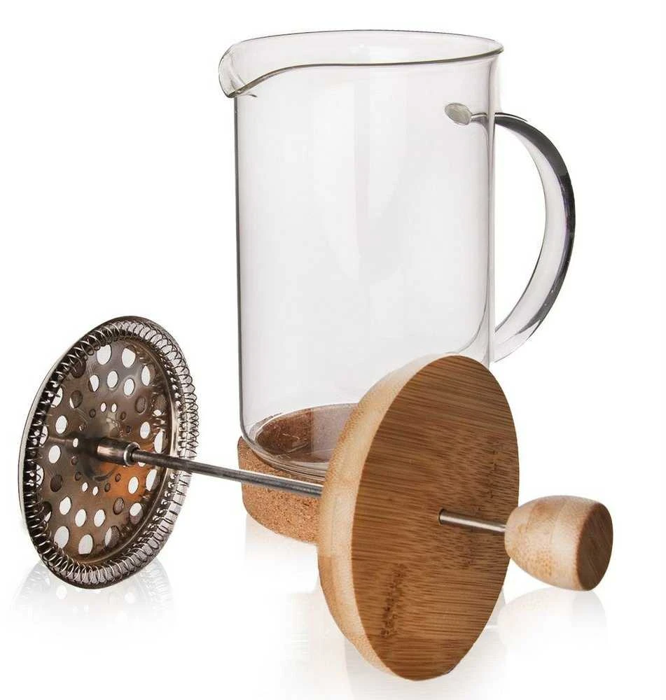 Arbatinukas infuzinis, stiklinis ąsotis su stūmokliu, kavai, arbatai, žolelėms, 1 l