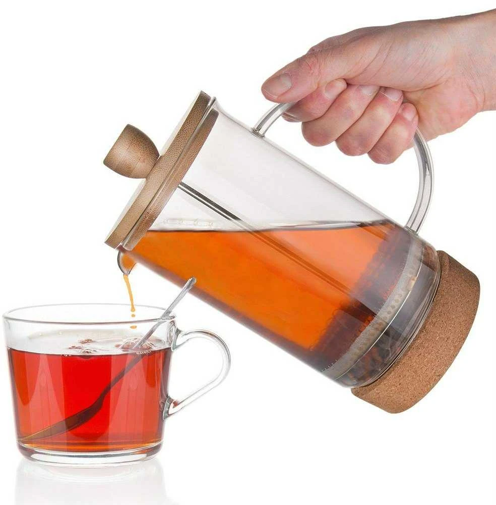 Arbatinukas infuzinis, stiklinis ąsotis su stūmokliu, kavai, arbatai, žolelėms, 0,75 l