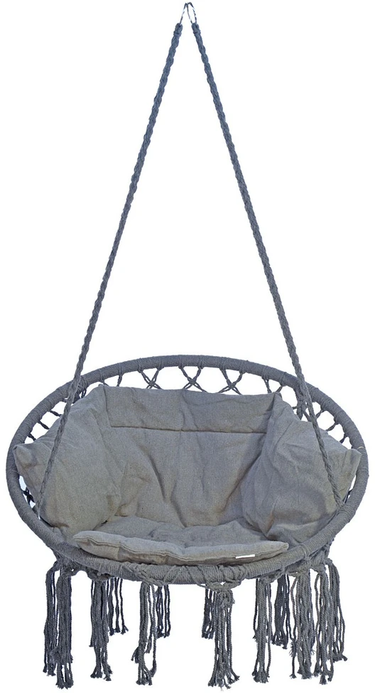 AŽŪRO RŪŠINIO RAŠTO HAMAKAS-KABAMAS KĖDĖ 80X60CM LUXE SU PAGALVĖLE, PILKA