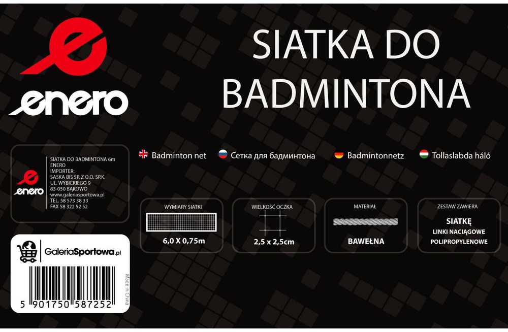 BADMINTONO TINKLAS 6x0,75M NERO