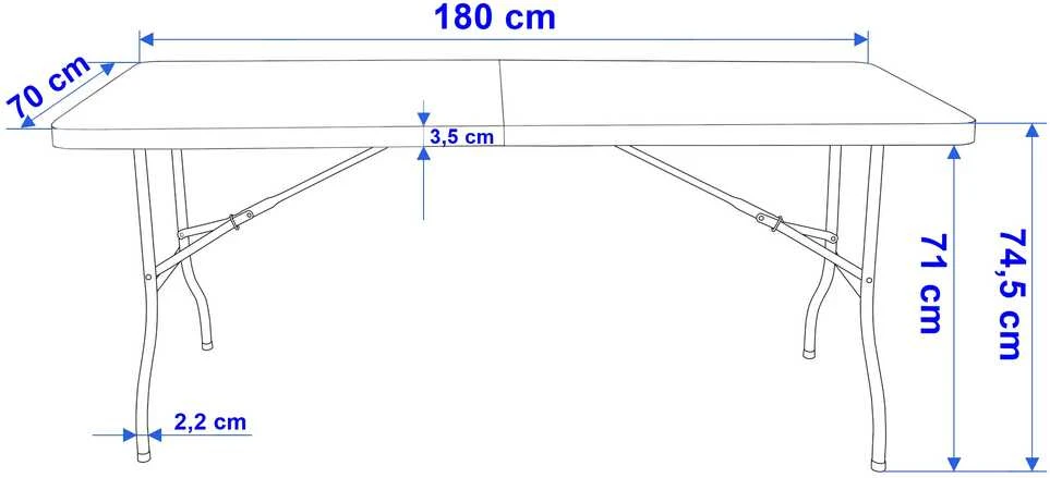 BALI Juodas maitinimo stalas, sulankstomas į lagaminą, 180 cm, juodas