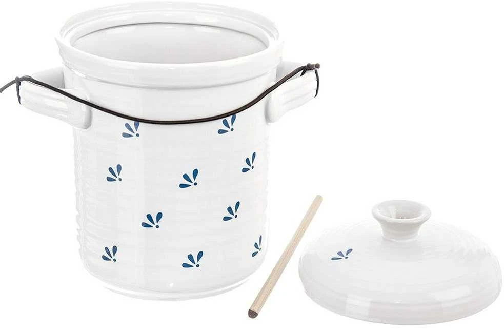 Baltas keraminis indas kopūstams ir agurkams raugti, 2,5 l, MODROBILA