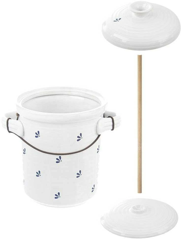 Baltas keraminis indas kopūstams ir agurkams raugti, 2,5 l, MODROBILA