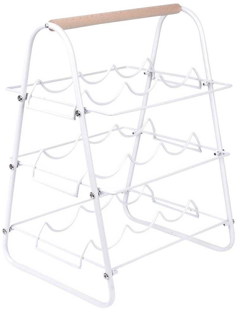 Balto metalo vyno lentyna 9 buteliams 33x29x46 cm