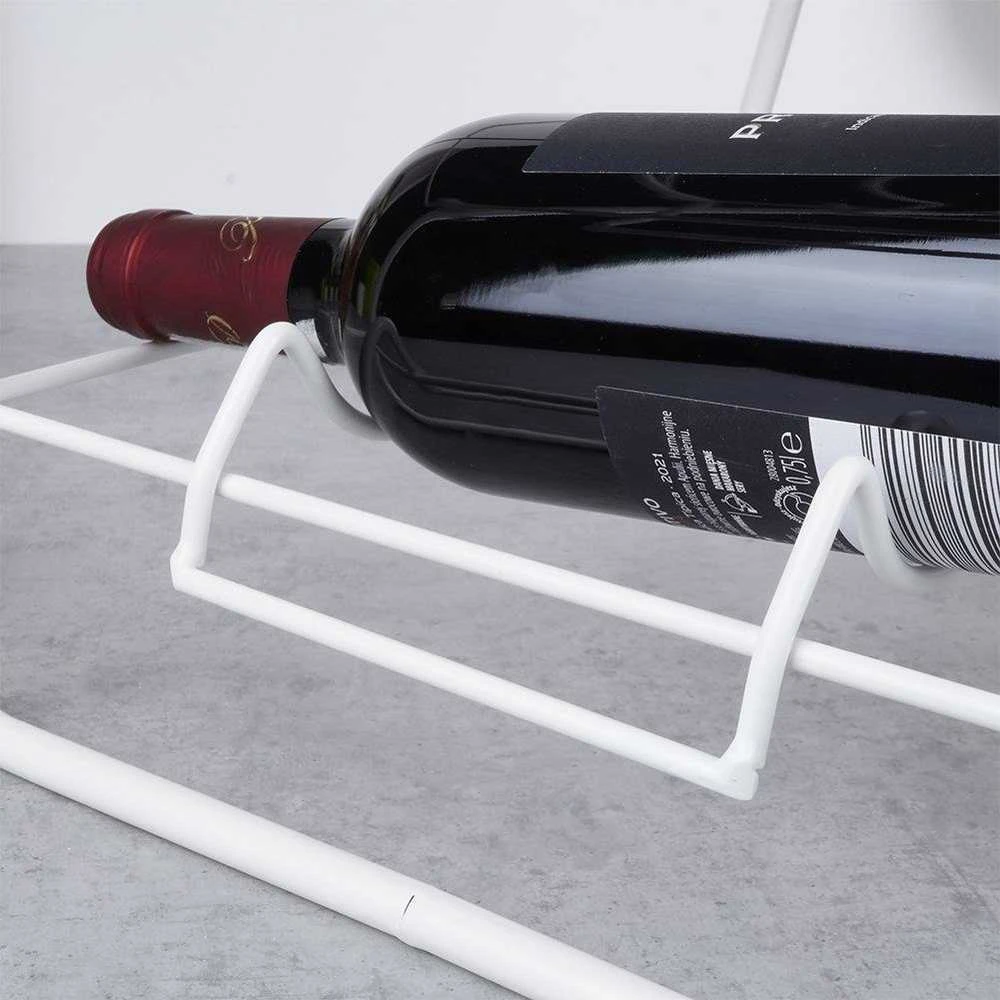 Balto metalo vyno lentyna 9 buteliams 33x29x46 cm