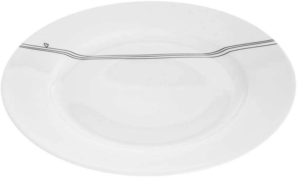 Baltos porcelianinės pietų lėkštė ŠIRDYS 27 cm