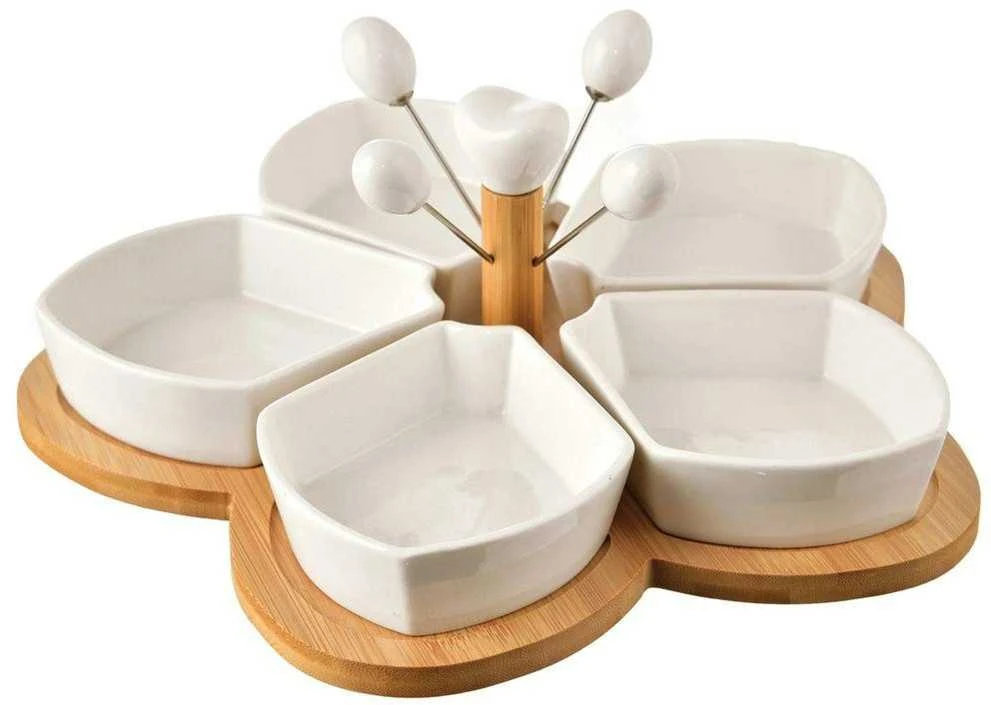 Baltos porcelianinės užkandžių dubenys WHITELINE 28,5 cm 10 vnt.