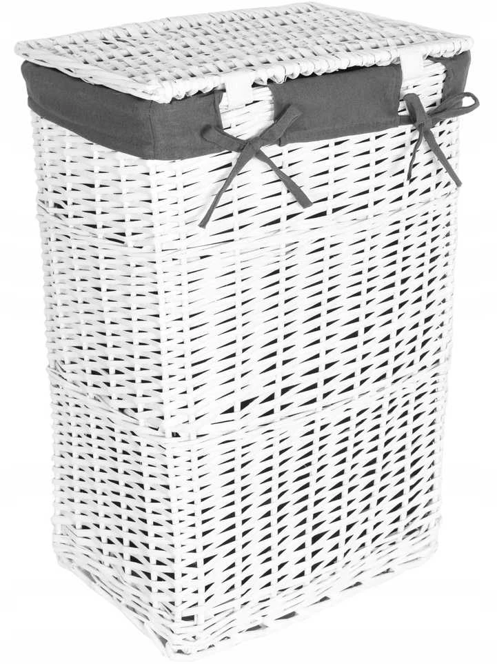 Baltų ir pilkų pintų krepšelių rinkinys 72 l ir 114 l