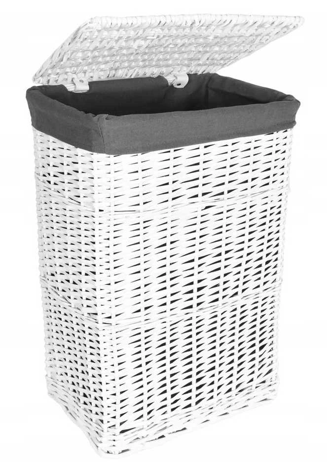 Baltų ir pilkų pintų krepšelių rinkinys 72 l ir 114 l