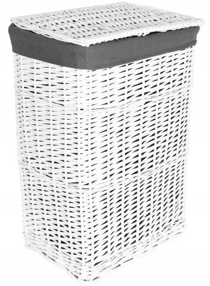 Baltų ir pilkų pintų krepšelių rinkinys 72 l ir 114 l
