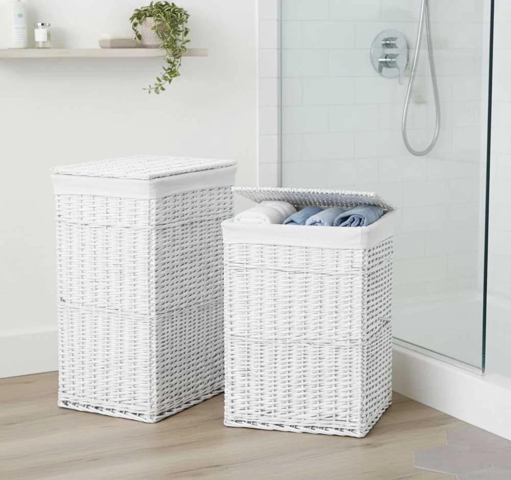 Baltų pintų krepšelių rinkinys 72 l ir 114 l