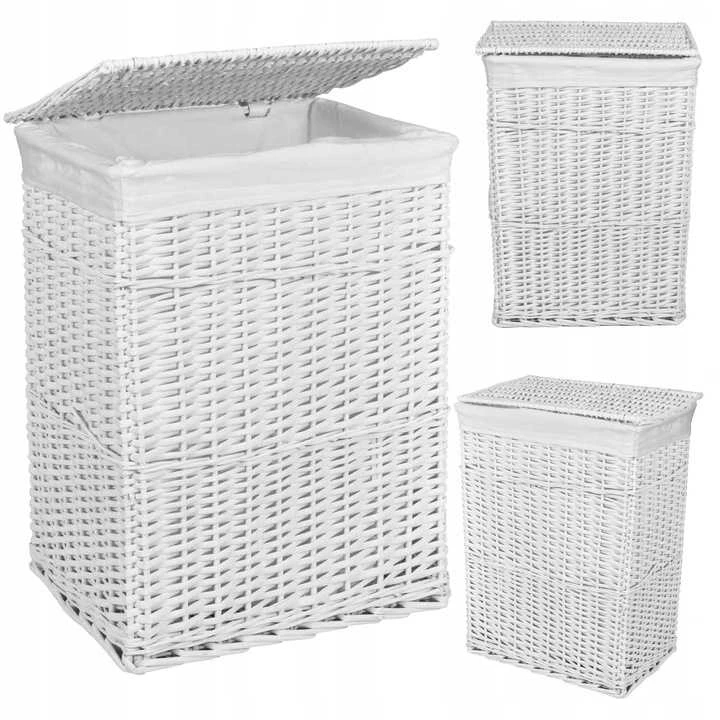 Baltų pintų krepšelių rinkinys 72 l ir 114 l