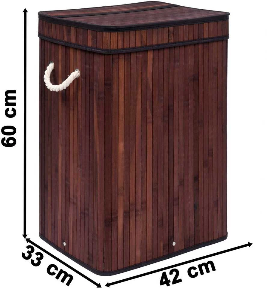 Bambukinis skalbinių krepšelis su užvalkalu SOREN 80L wenge