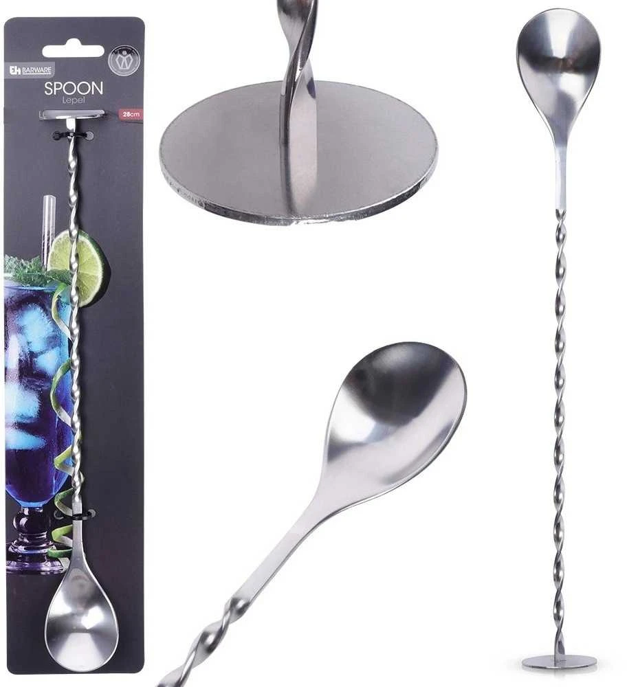 Barmeno šaukštas gėrimams ir kokteiliams, plieno, 28 cm
