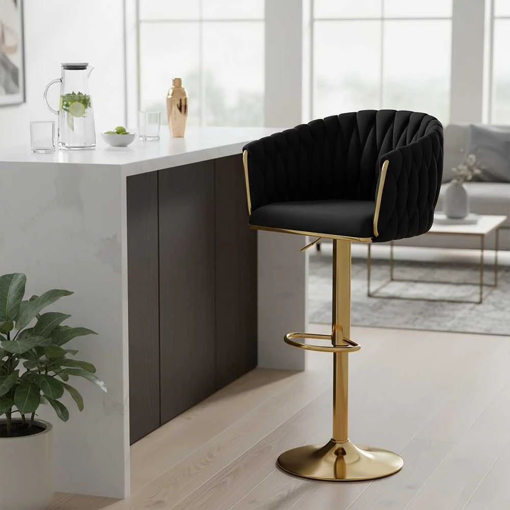 Baro kėdė Cofton Gold Juodas Velvet