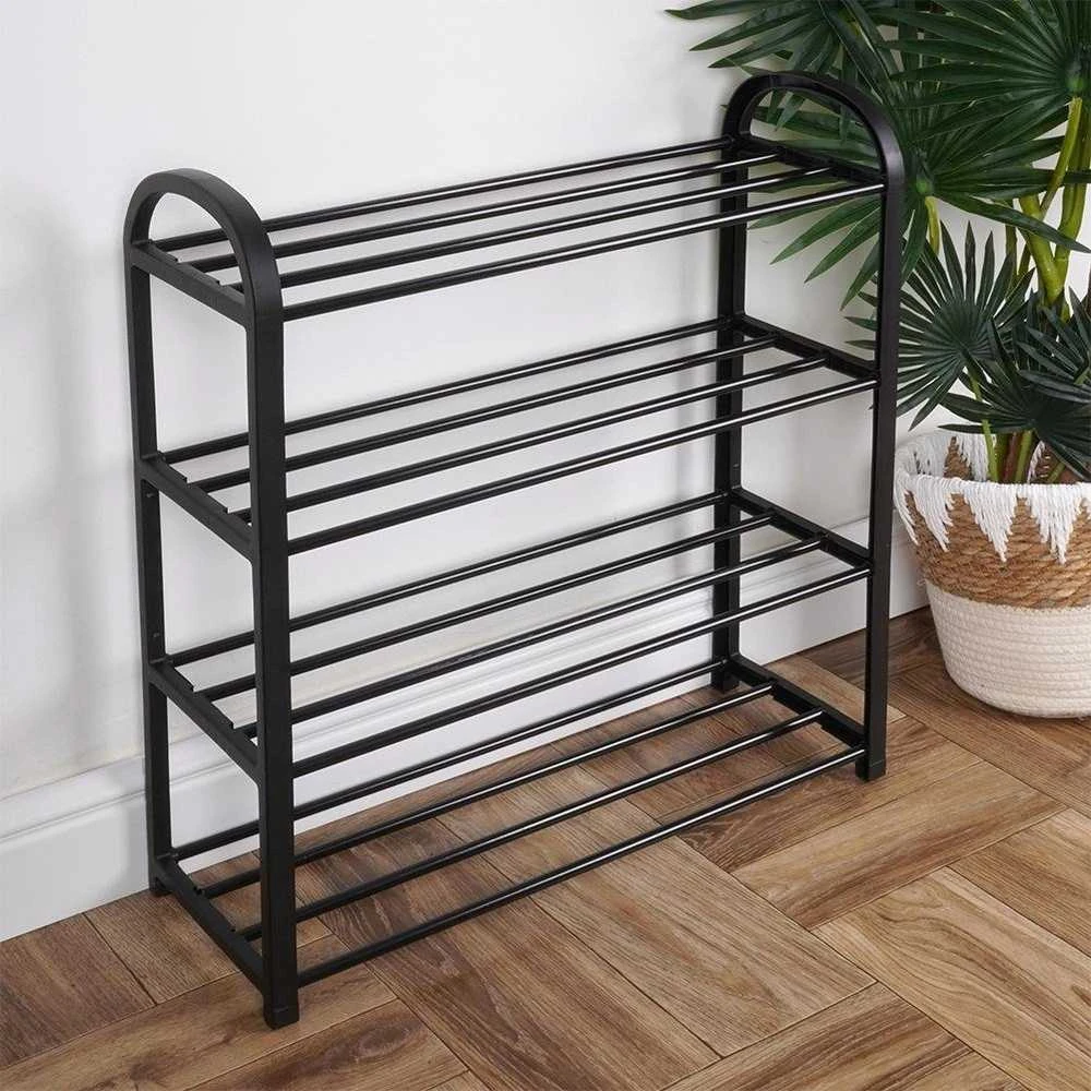 Batų lentyna metalinė juoda 4 lygių 49,5x18,5x56,5 cm