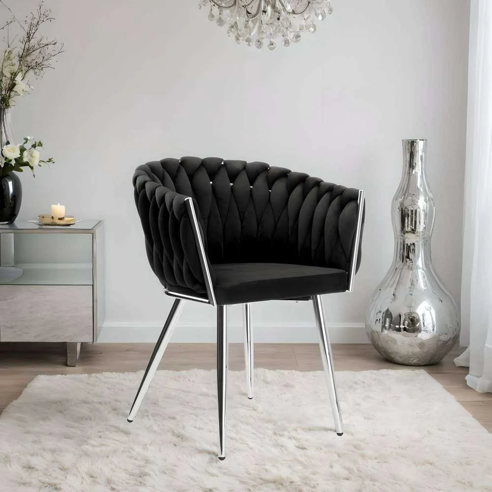 COFTON chromo VELVET austinė aksominė kėdė, juoda