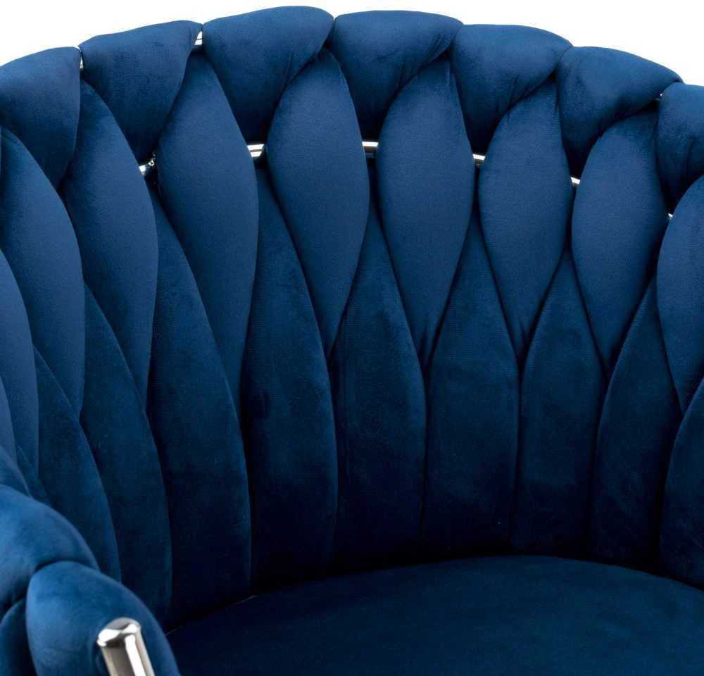 COFTON chromo VELVET austinė aksominė kėdė, tamsiai mėlyna