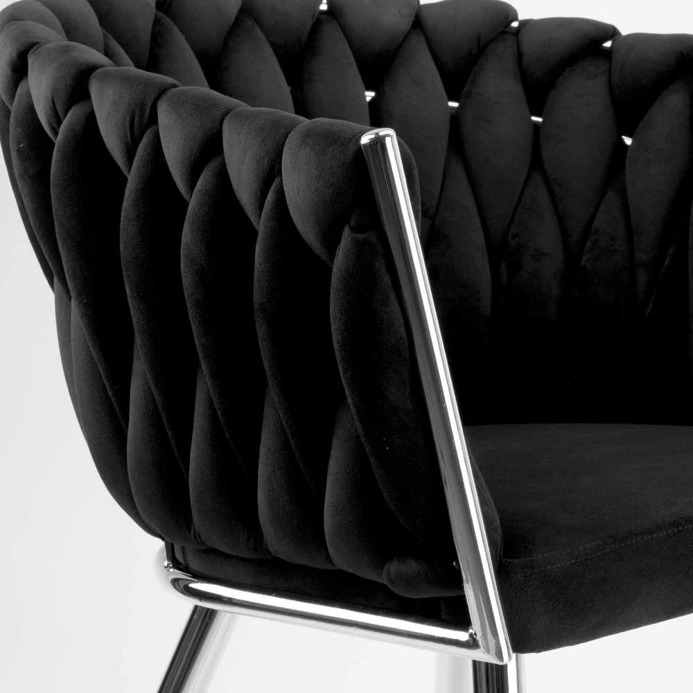 COFTON chromo VELVET austinė aksominė kėdė, juoda