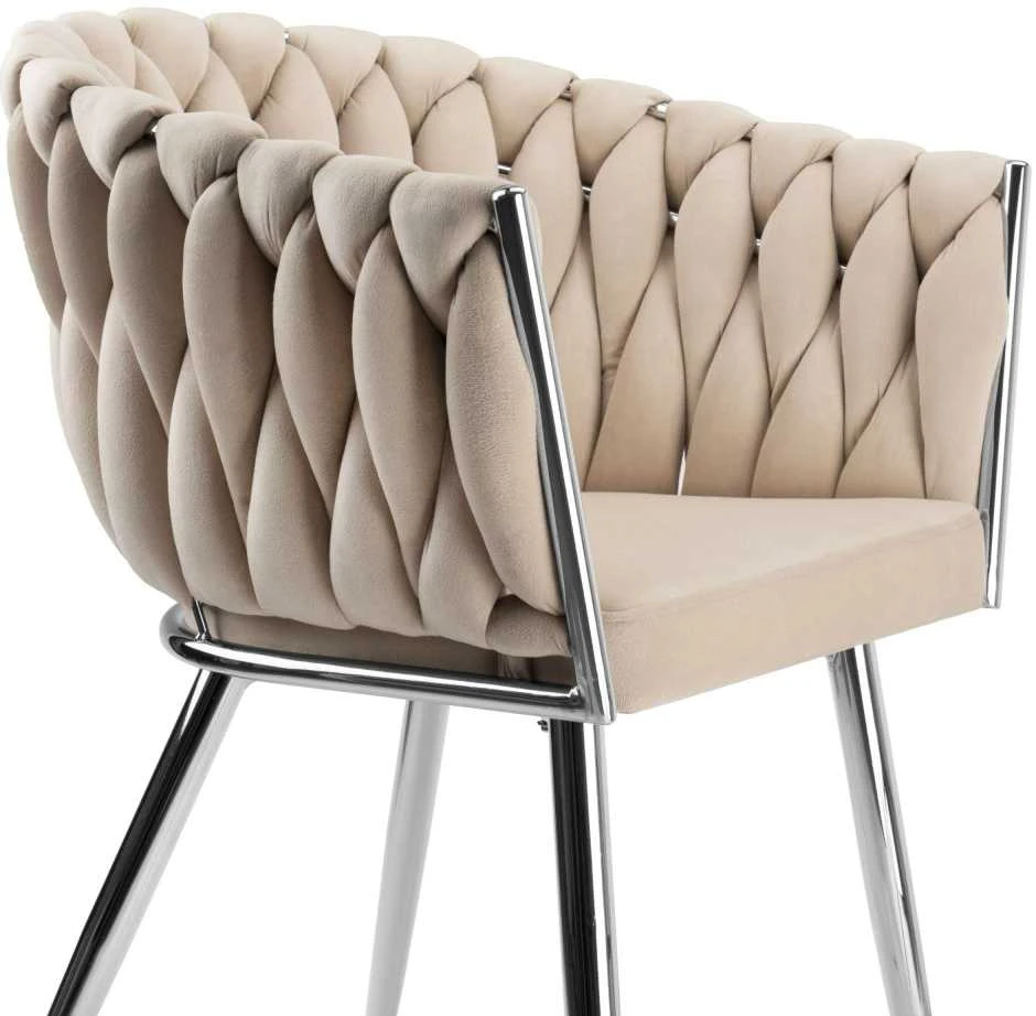 COFTON chromo VELVET smėlio spalvos austinė aksominė kėdė