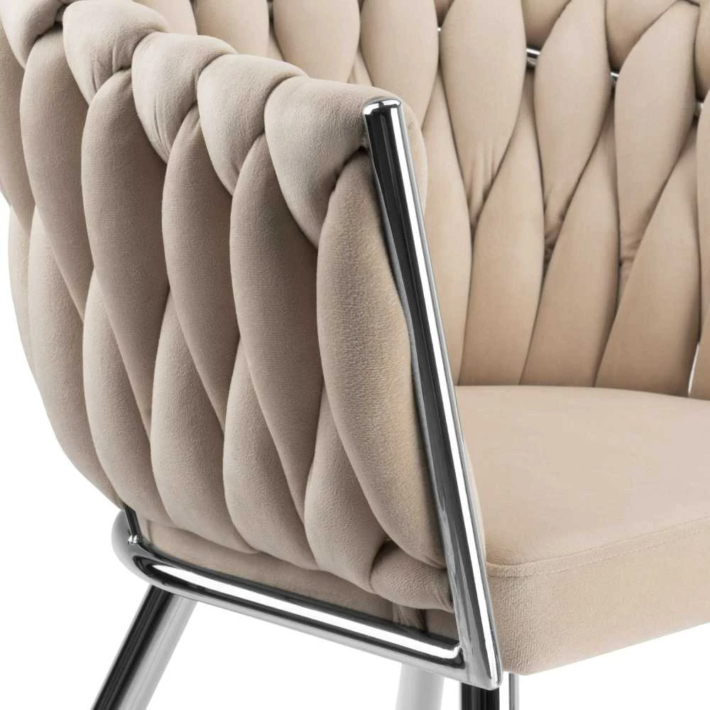 COFTON chromo VELVET smėlio spalvos austinė aksominė kėdė