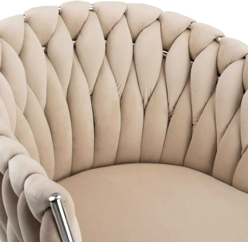 COFTON chromo VELVET smėlio spalvos austinė aksominė kėdė
