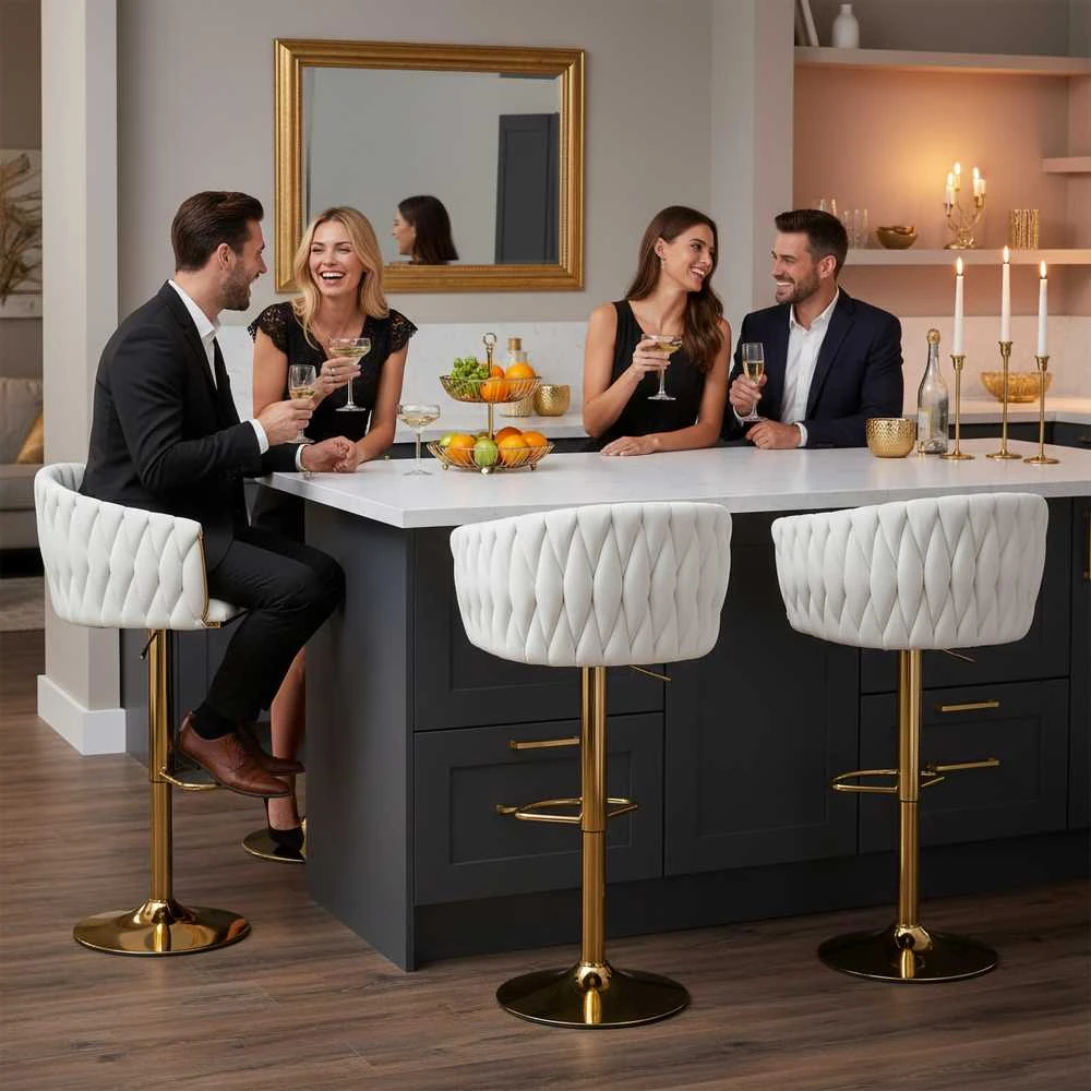 Cofton Gold kreminės baltos baro kėdės