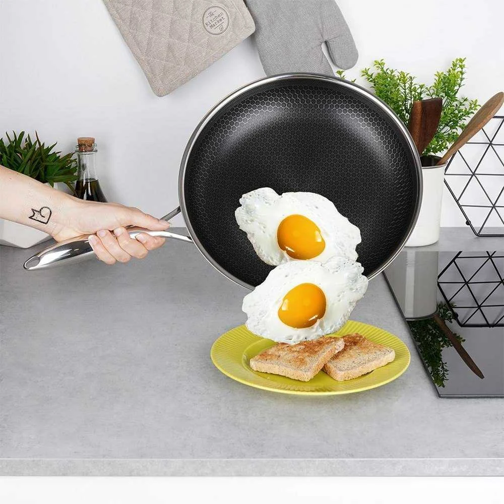 COOKCELL HYBRYD aukščiausios kokybės nelipni plieninė keptuvė 28 cm