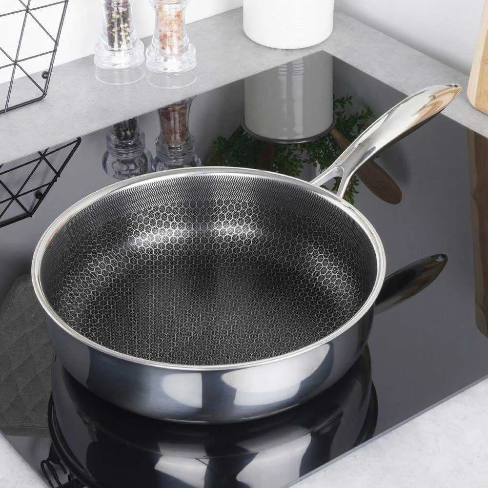 COOKCELL HYBRYD aukščiausios kokybės nelipni plieninė keptuvė, 26 cm gylio