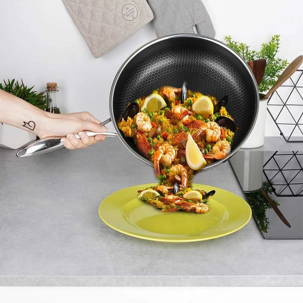 COOKCELL HYBRYD aukščiausios kokybės nelipni plieninė keptuvė, 28 cm gylio