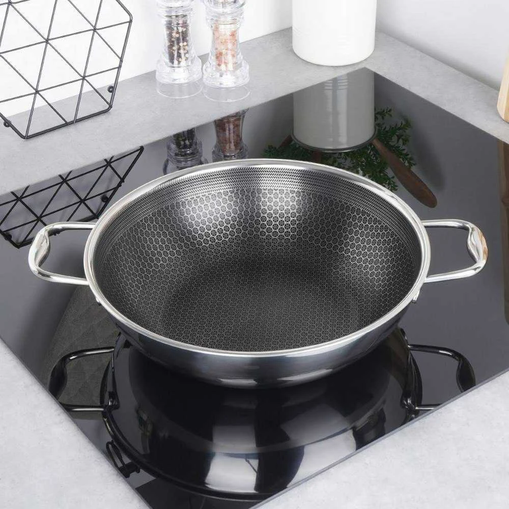 COOKCELL HYBRYD aukščiausios kokybės neprideganti plieninė wok keptuvė 28 cm