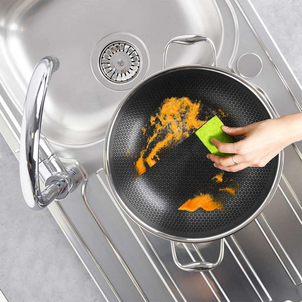COOKCELL HYBRYD aukščiausios kokybės neprideganti plieninė wok keptuvė 28 cm