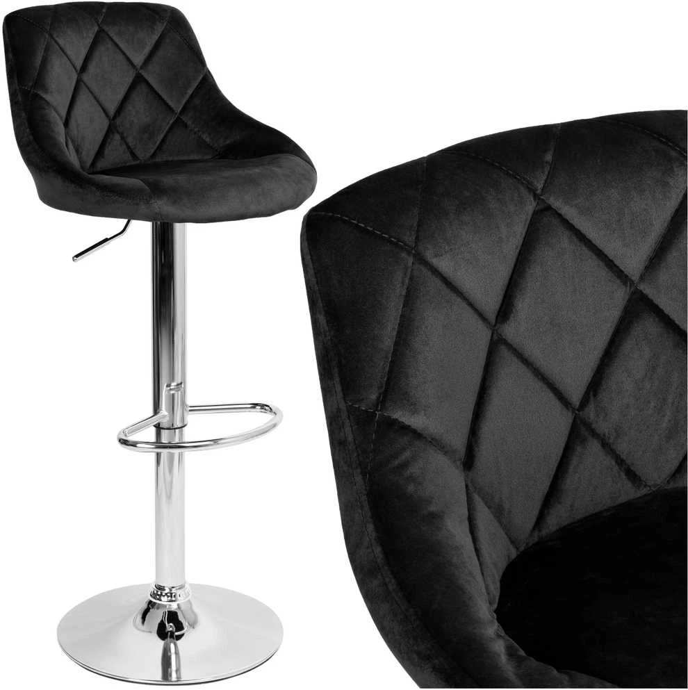 Cydro baro kėdė, chromuota, juoda Velvet