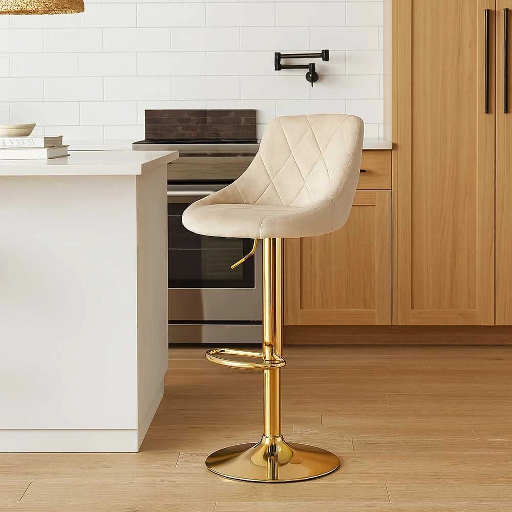Cydro Gold rusvai gelsvas Velvet baro kėdė