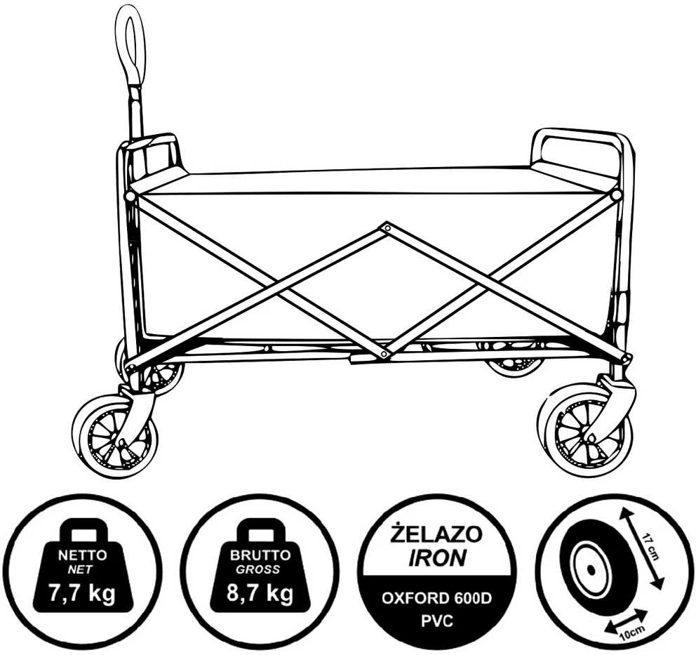 DELUXE SULANKSTAMAS KELIONIŲ IR PAPLŪDŽIO VEIKIMAS 66x48x90cm SU RANKENA, MĖLYNAS