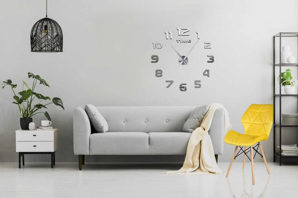 DIY sieninis laikrodis NEPRI 65 - 130 cm - sidabrinis 3D