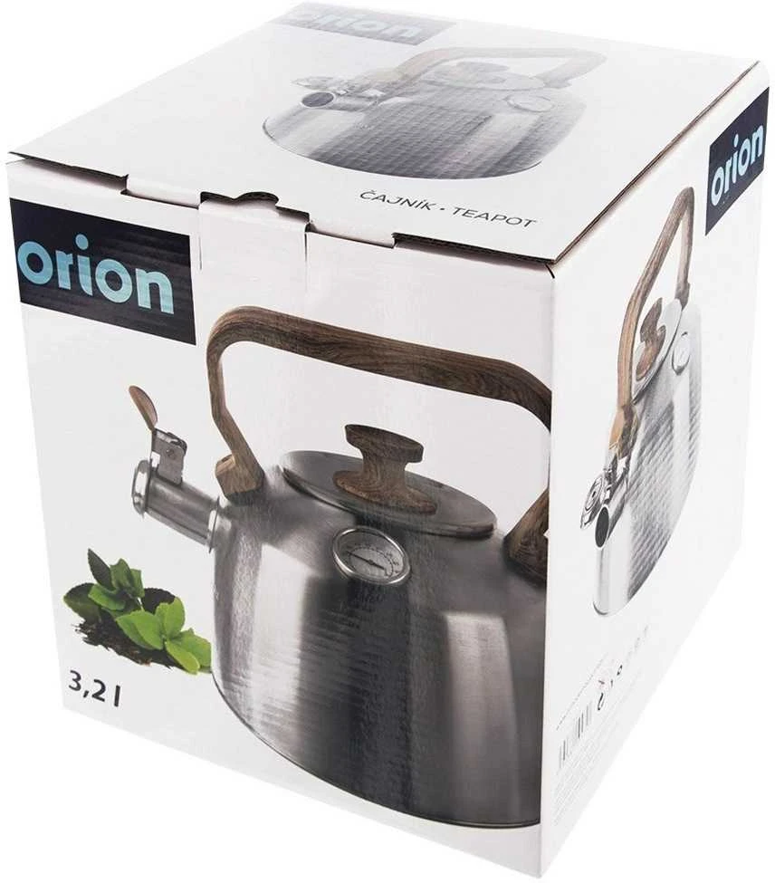 Dujinis virdulys su švilpuku ir termometru, kieto plieno ORION 3,2 l