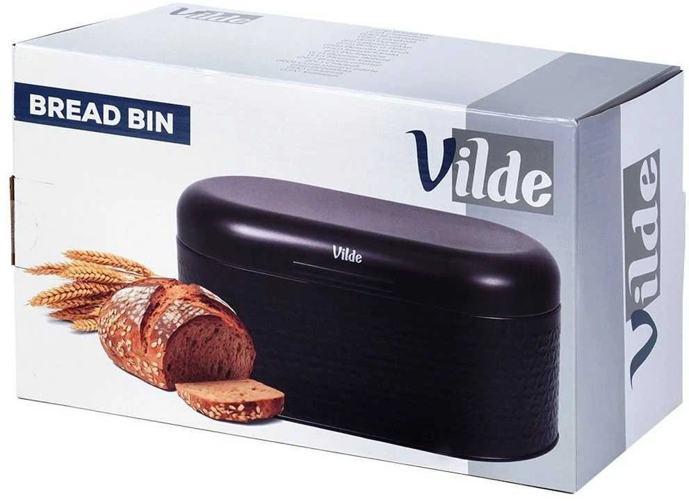 Duonos dėžutė Plieninė Maža Juoda Tvirta VILDE 34 x 20 x 15 cm